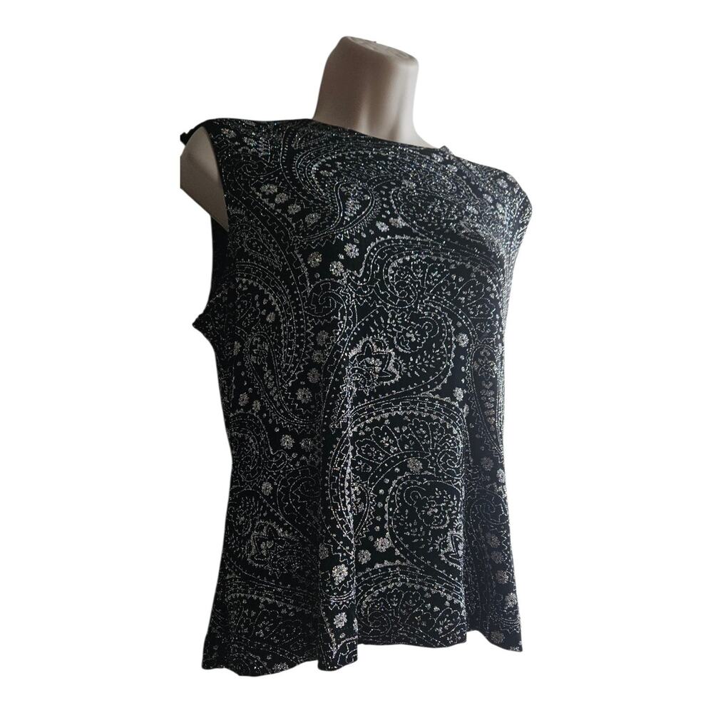 Ronni Nicole Evening Sparkling Dazzing Cocktail Party Black Blouse Top Size L